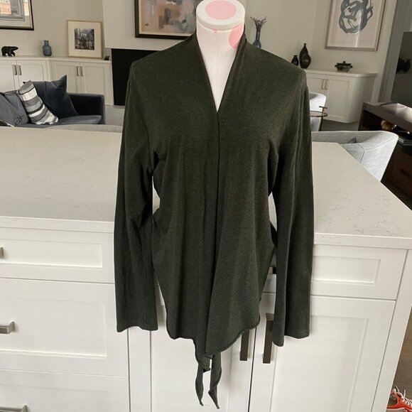 Movement Rayon & Organic Cotton Open Cardigan Worn Several Ways Olive Grn Sz XL - Picture 10 of 10